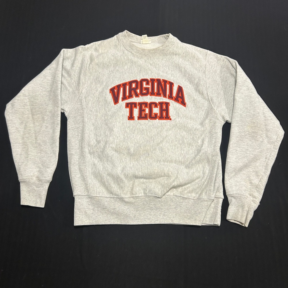 Champion Reverse Weave Virginia Tech Sweatshirt Grey Small Vintage NCAA